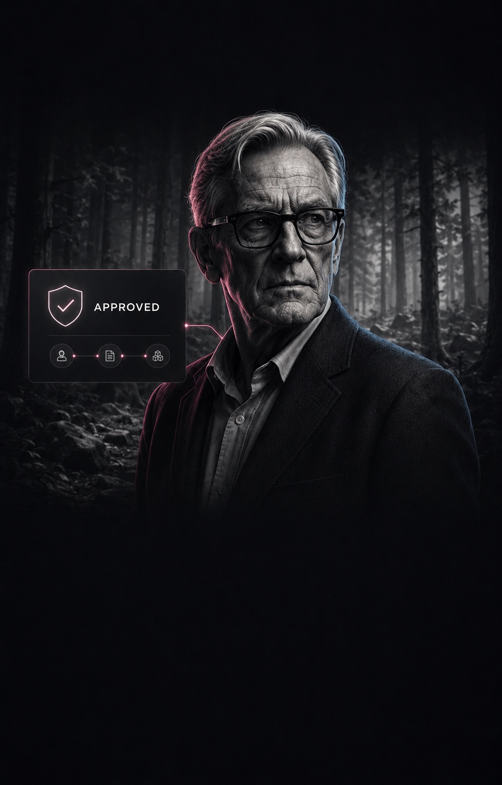Approved rights and evidence record connected to an AI production character